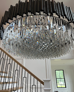 Close-up of crystal chandelier with reflective details